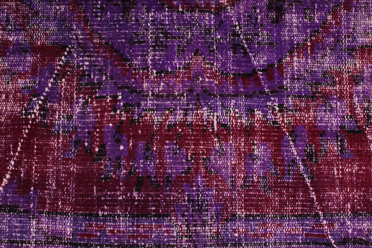 5x9 Purple and Dark Red Turkish Overdyed Rug