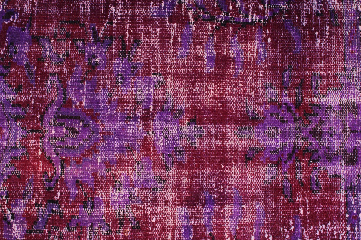 5x9 Purple and Dark Red Turkish Overdyed Rug