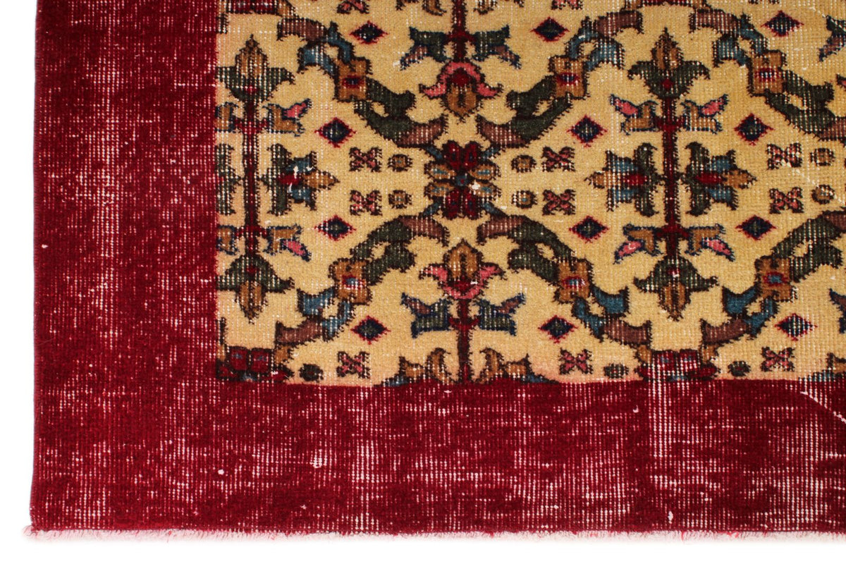 5x9 Beige and Burgundy Turkish Overdyed Rug