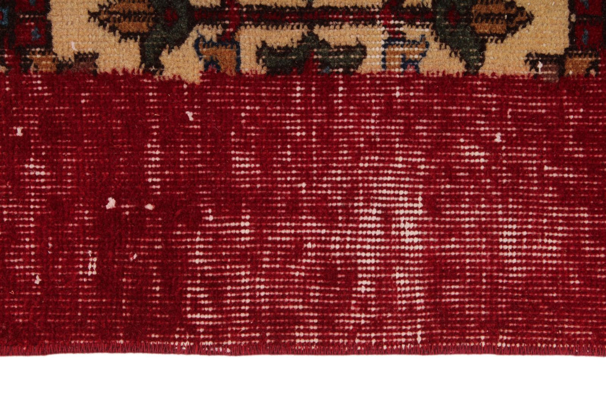 5x9 Beige and Burgundy Turkish Overdyed Rug
