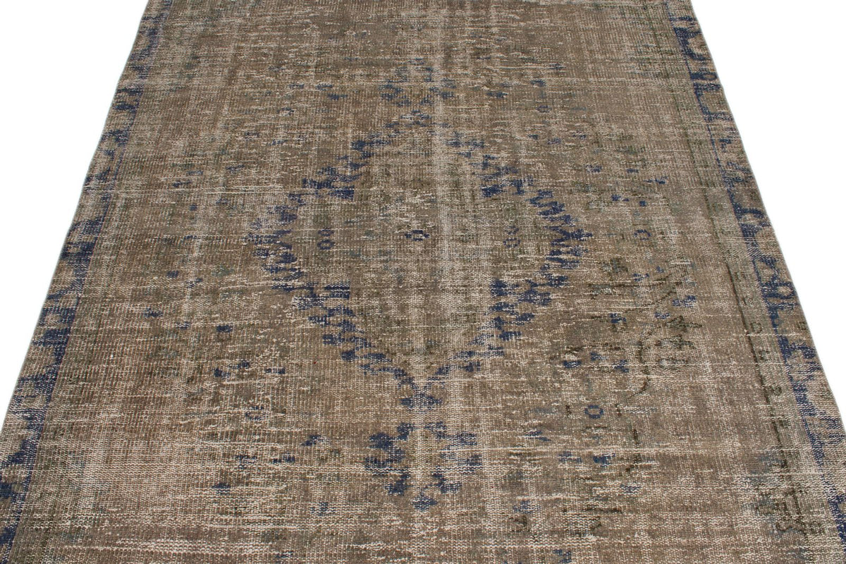 5x10 Brown and Purple Anatolian Turkish Tribal Rug