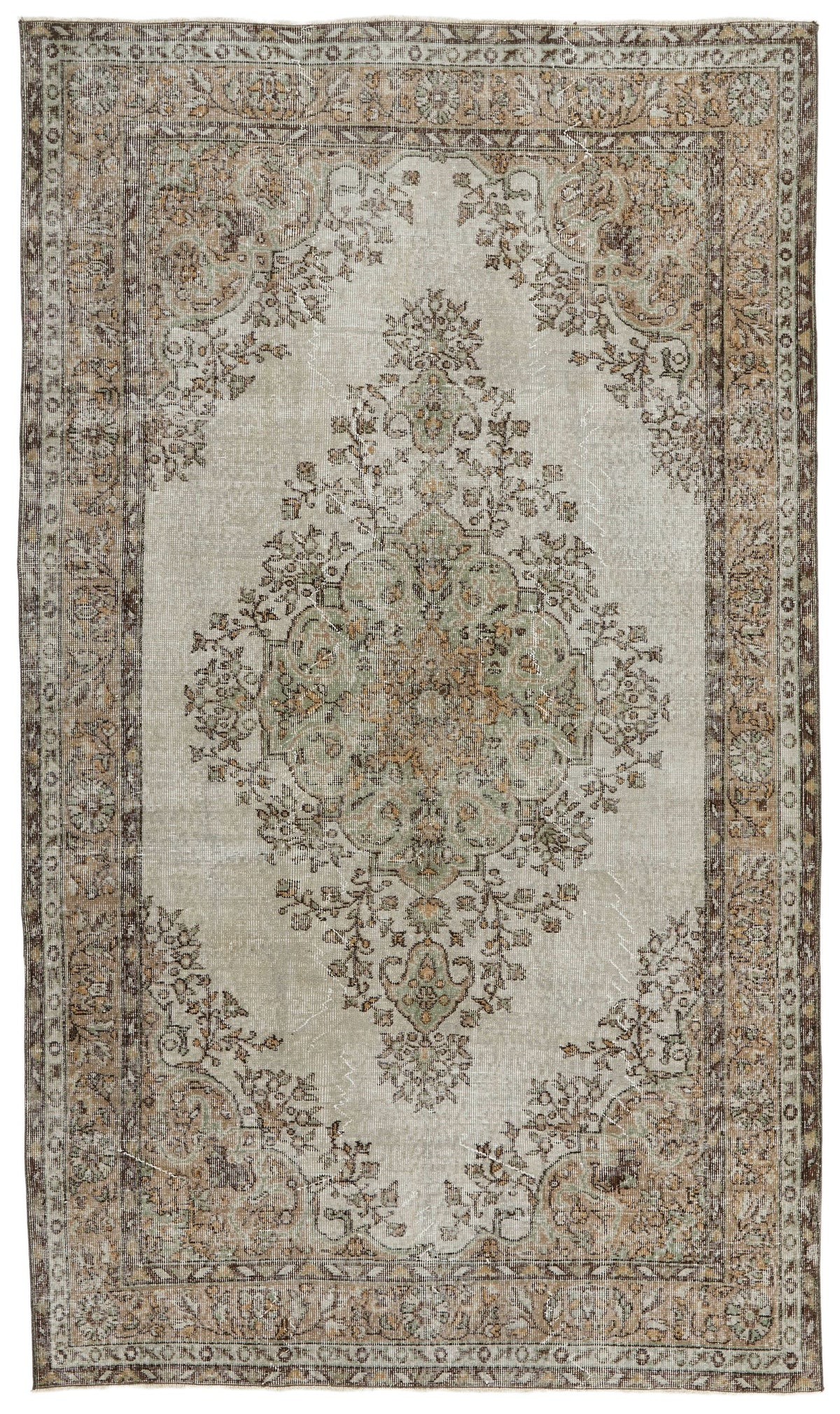 5x9 Brown and Gray Turkish Overdyed Rug
