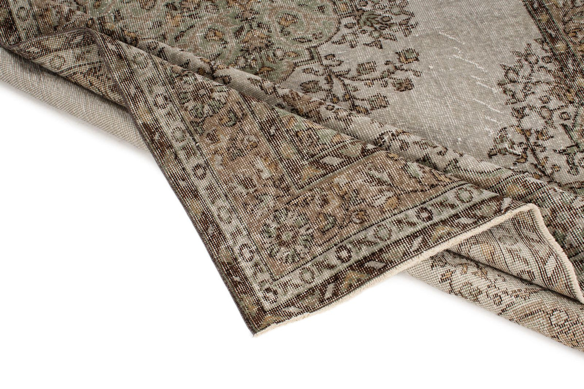 5x9 Brown and Gray Turkish Overdyed Rug