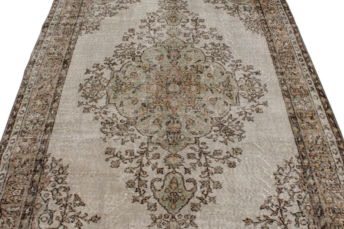 5x9 Brown and Gray Turkish Overdyed Rug