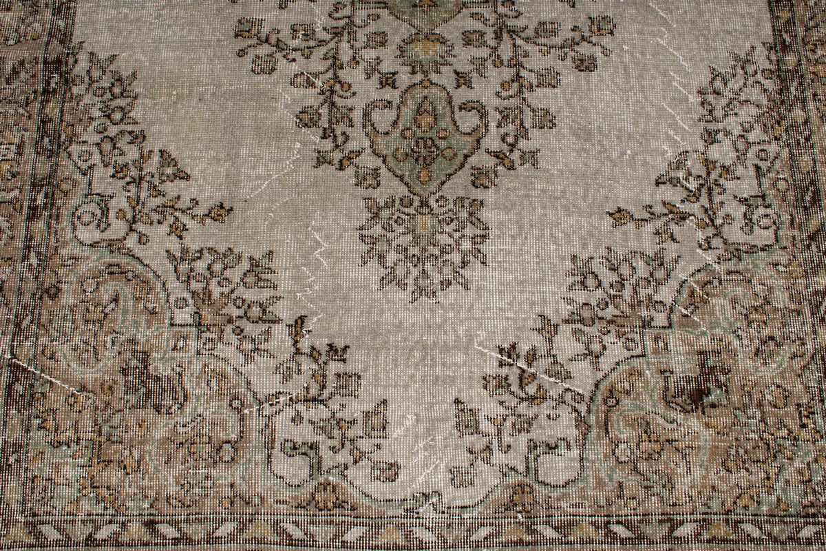 5x9 Brown and Gray Turkish Overdyed Rug