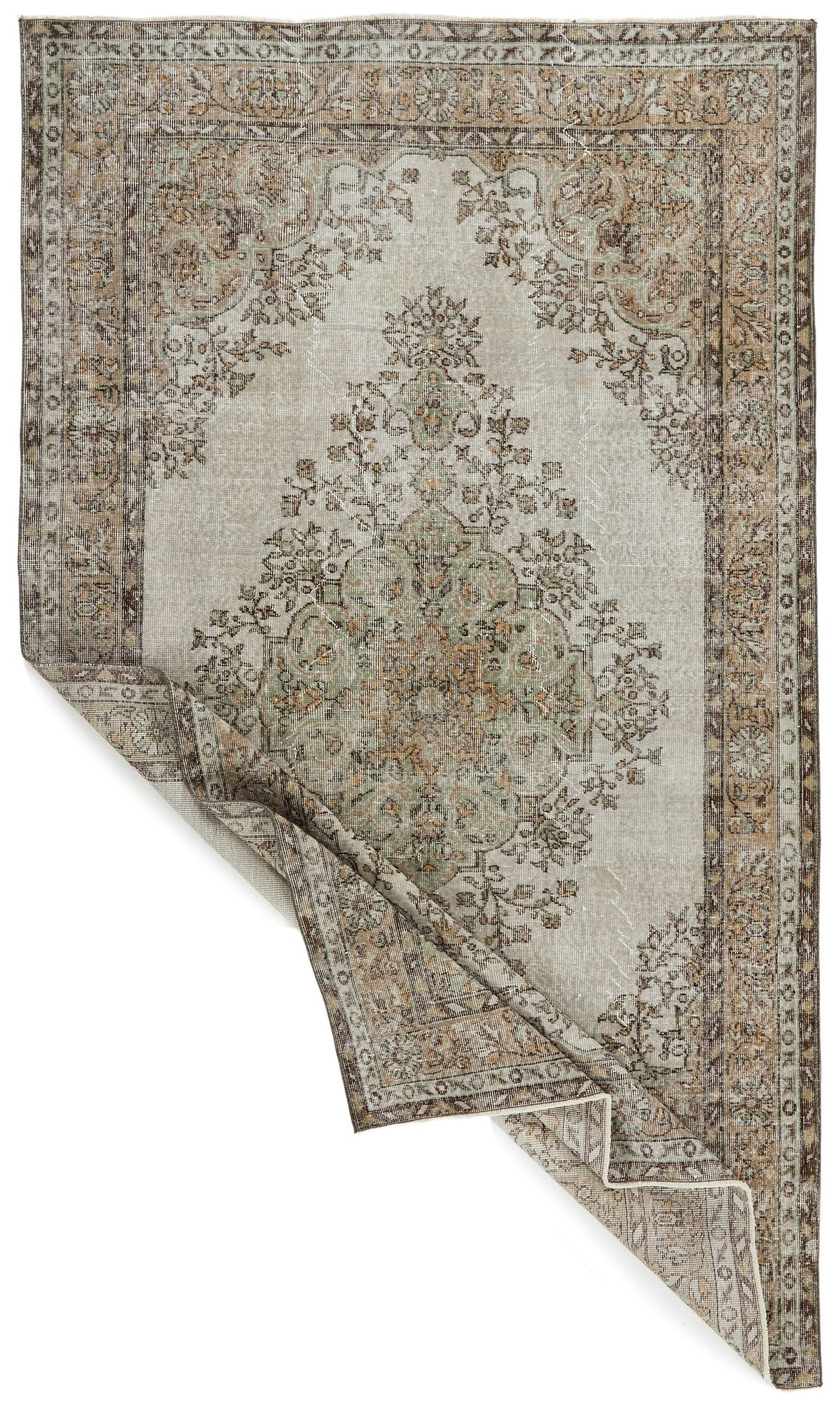 5x9 Brown and Gray Turkish Overdyed Rug