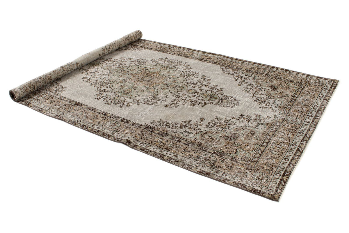 5x9 Brown and Gray Turkish Overdyed Rug