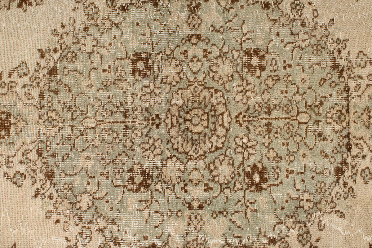 5x9 Ivory and Beige Anatolian Turkish Tribal Rug