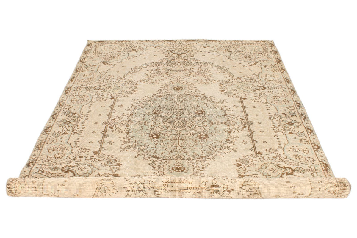 5x9 Ivory and Beige Anatolian Turkish Tribal Rug
