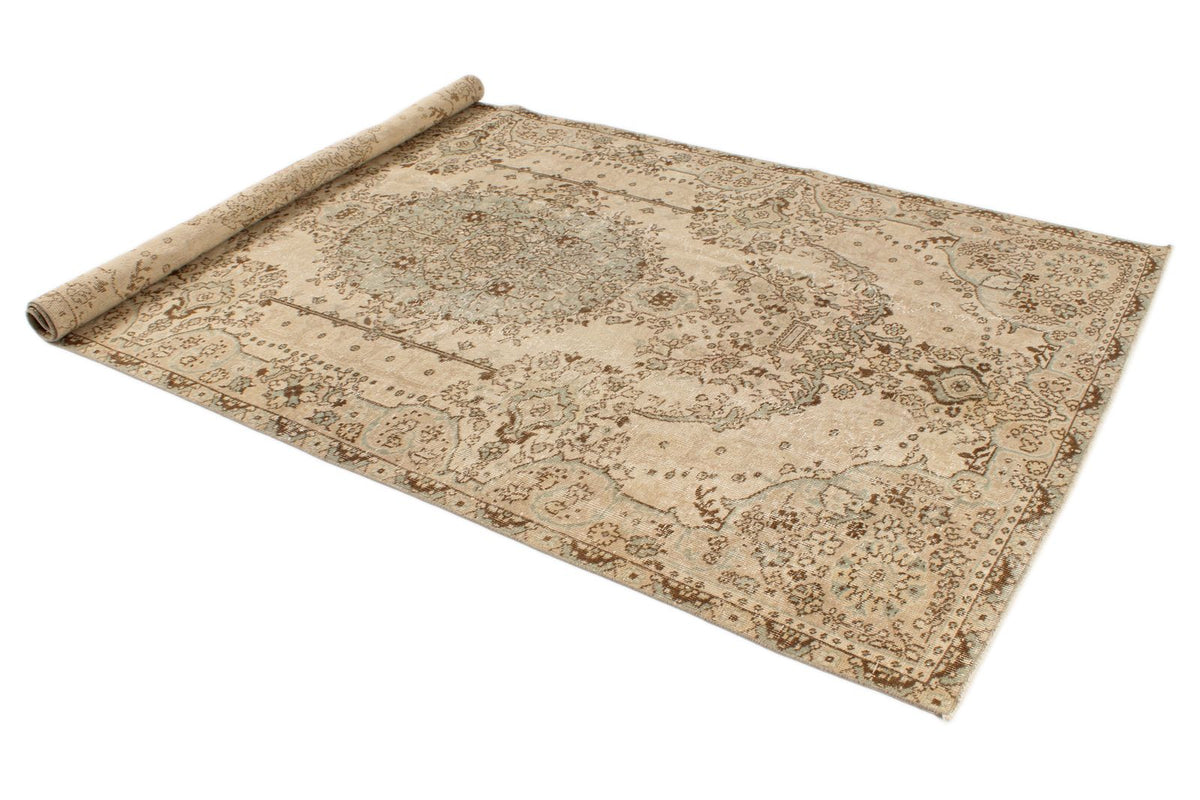 5x9 Ivory and Beige Anatolian Turkish Tribal Rug