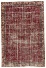 6x10 Burgundy and Rust Turkish Anatolian Rug