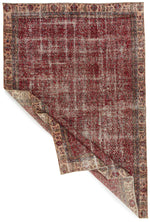 6x10 Burgundy and Rust Turkish Anatolian Rug