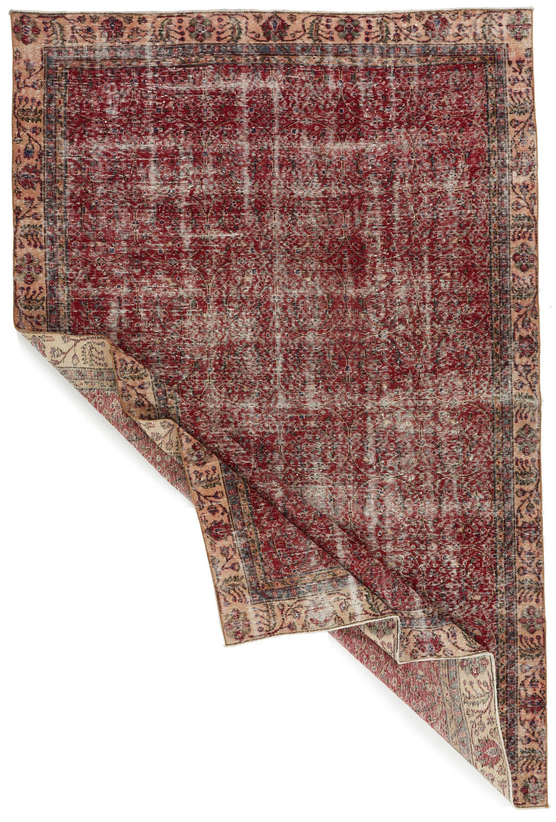 6x10 Burgundy and Rust Turkish Anatolian Rug