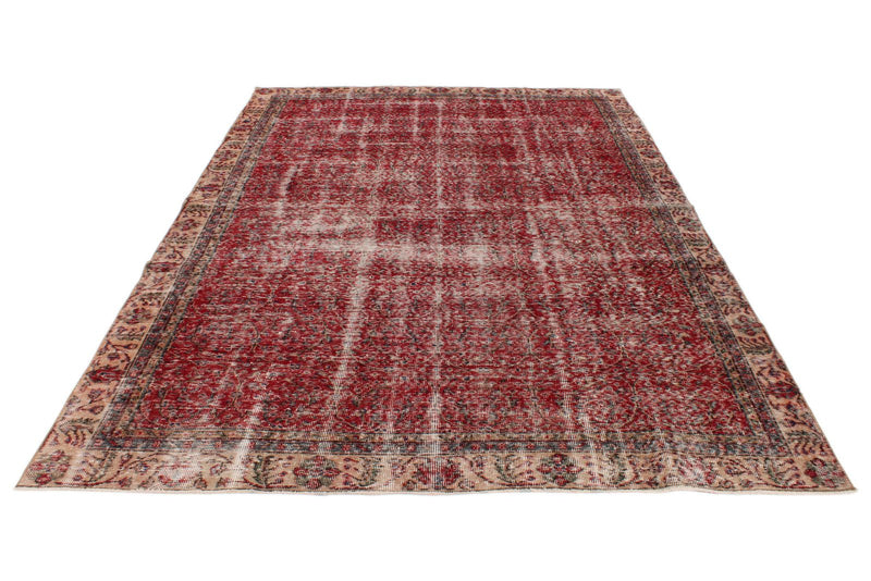 6x10 Burgundy and Rust Turkish Anatolian Rug