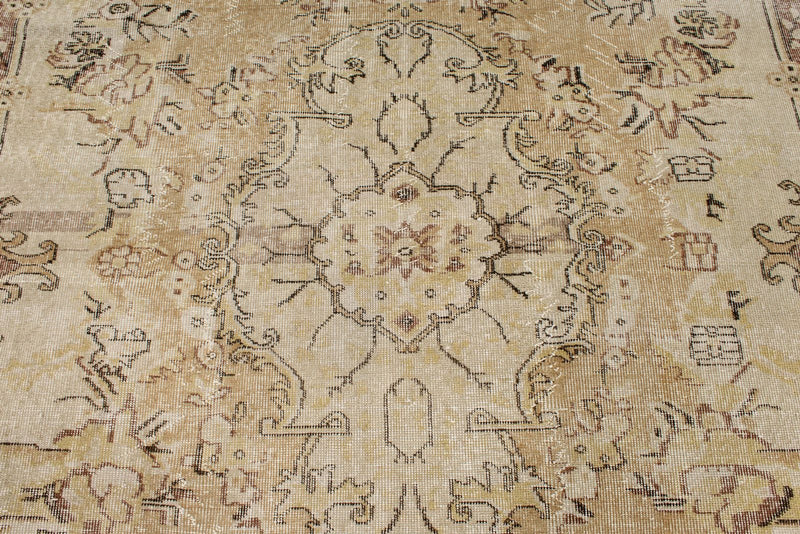 6x10 Beige and Light Brown Turkish Overdyed Rug