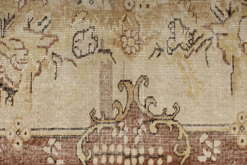 6x10 Beige and Light Brown Turkish Overdyed Rug