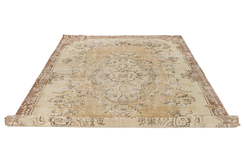 6x10 Beige and Light Brown Turkish Overdyed Rug