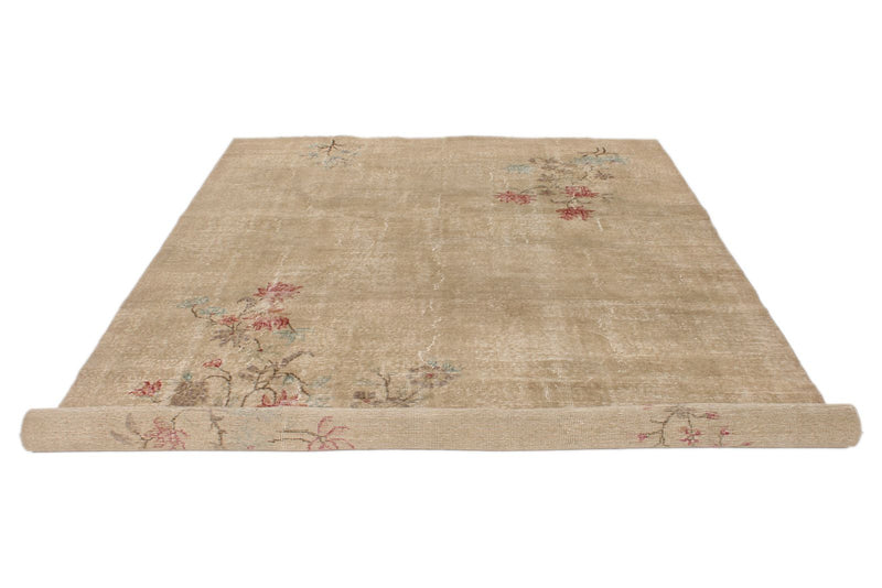 7x10 Beige and Light Red Turkish Anatolian Rug