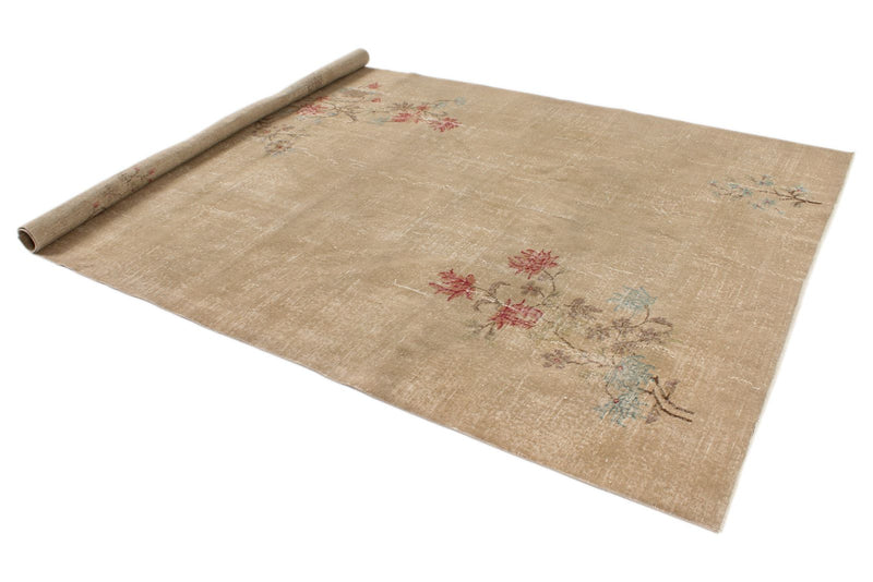 7x10 Beige and Light Red Turkish Anatolian Rug