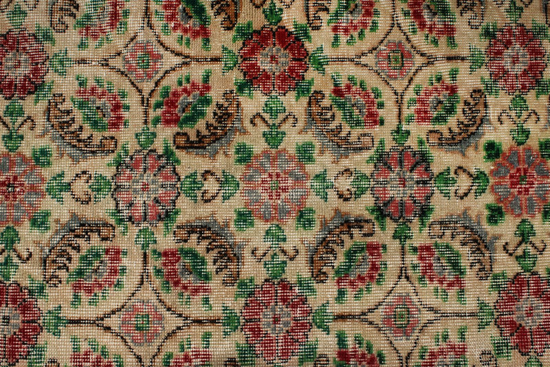 7x10 Ivory and Red Turkish Anatolian Rug