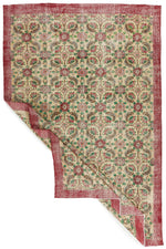 7x10 Ivory and Red Turkish Anatolian Rug