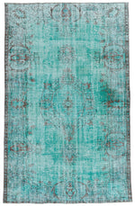 6x9 Turquoıse and Dark Red Turkish Anatolian Rug