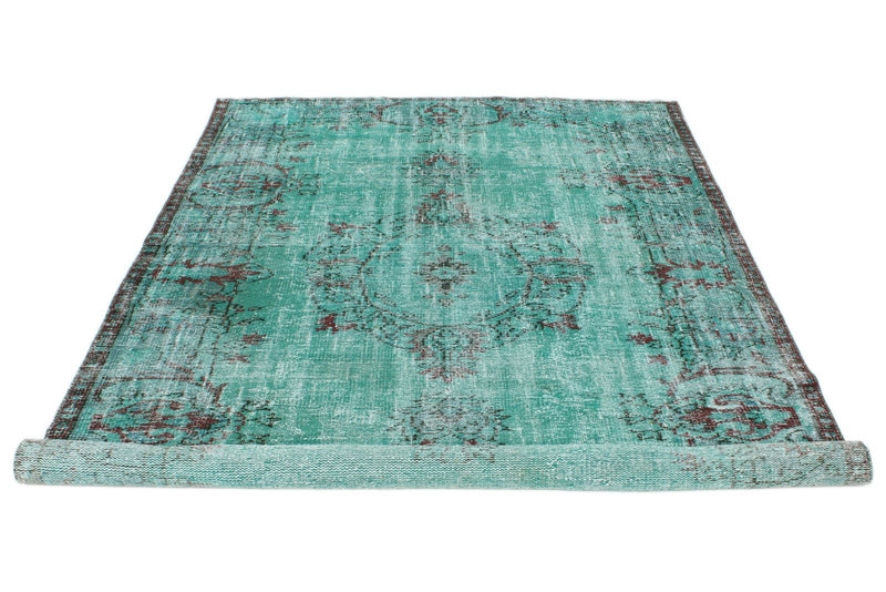 6x9 Turquoıse and Dark Red Turkish Anatolian Rug