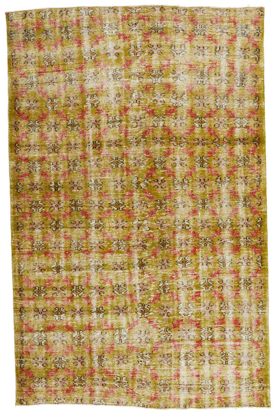 6x10 Mustard and Red Turkish Anatolian Rug