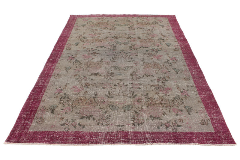 6x10 Brown and Burgundy Turkish Anatolian Rug