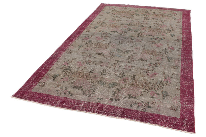 6x10 Brown and Burgundy Turkish Anatolian Rug