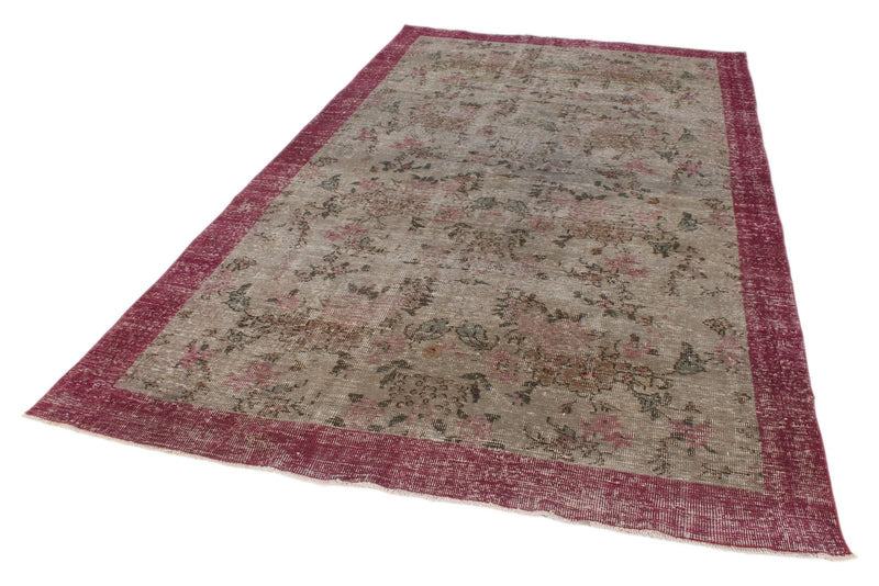 6x10 Brown and Burgundy Turkish Anatolian Rug