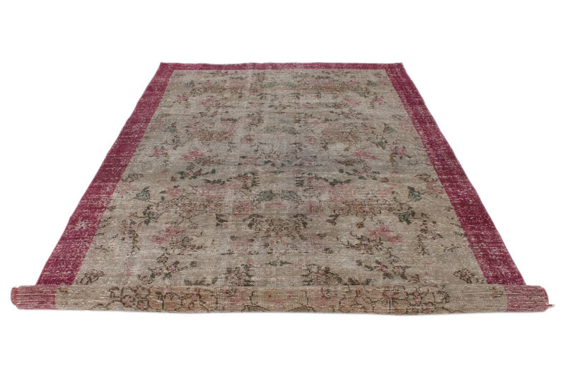 6x10 Brown and Burgundy Turkish Anatolian Rug