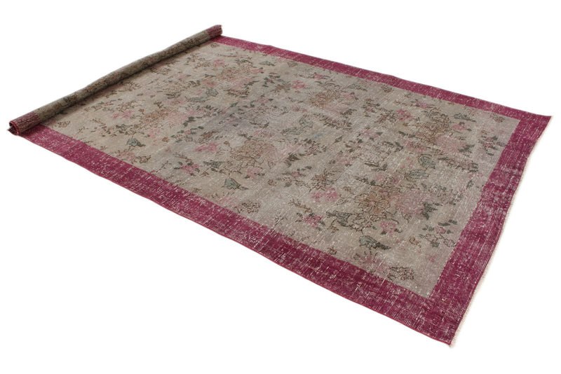 6x10 Brown and Burgundy Turkish Anatolian Rug