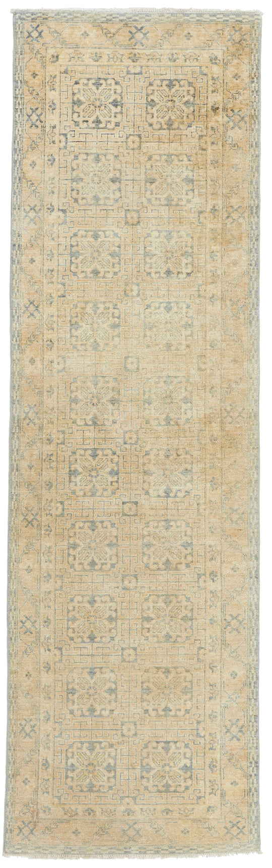 4x10 Beige and Blue Turkish Tribal Runner