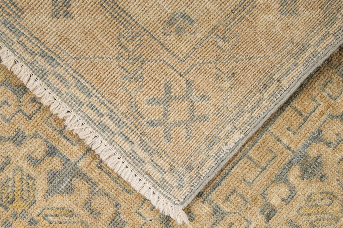 4x10 Beige and Blue Turkish Tribal Runner