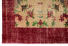 7x10 Ivory and Dark Red Turkish Anatolian Rug