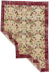 7x10 Ivory and Dark Red Turkish Anatolian Rug