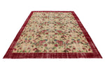 7x10 Ivory and Dark Red Turkish Anatolian Rug