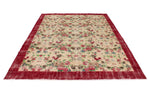 7x10 Ivory and Dark Red Turkish Anatolian Rug