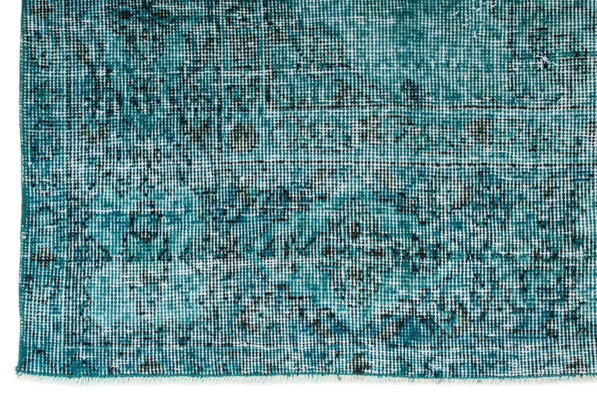 7x10 Turquoıse and Blue Turkish Overdyed Rug