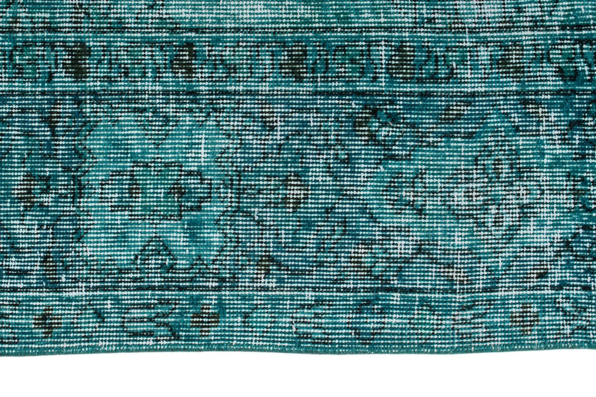 7x10 Turquoıse and Blue Turkish Overdyed Rug