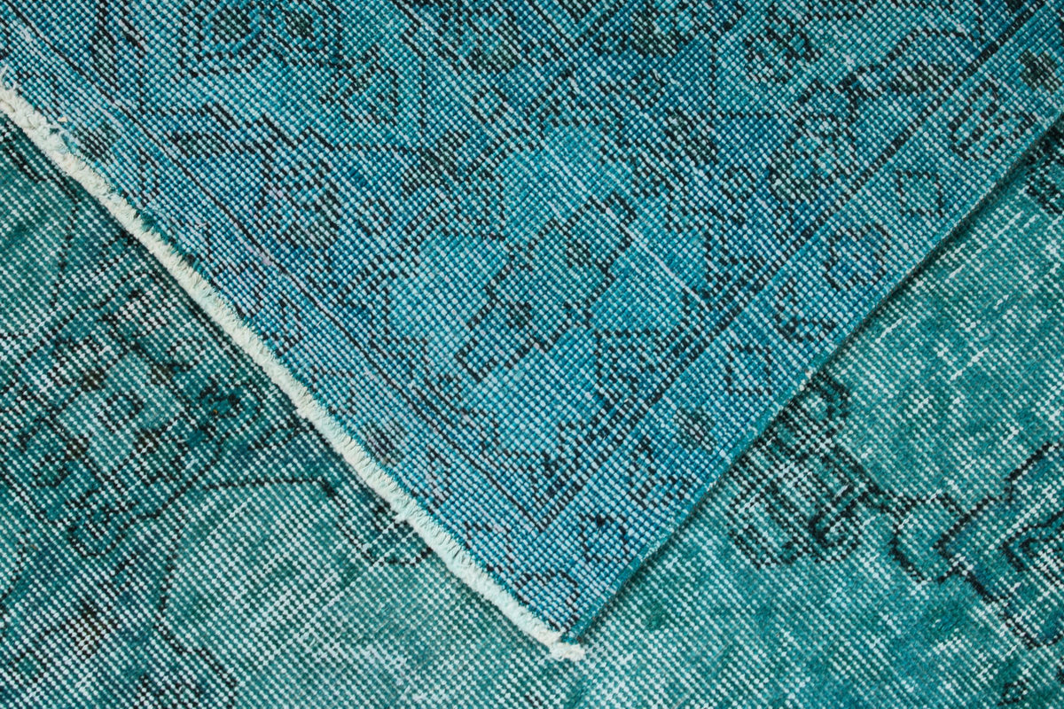 7x10 Turquoıse and Blue Turkish Overdyed Rug