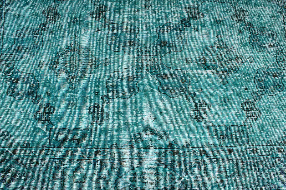 7x10 Turquoıse and Blue Turkish Overdyed Rug