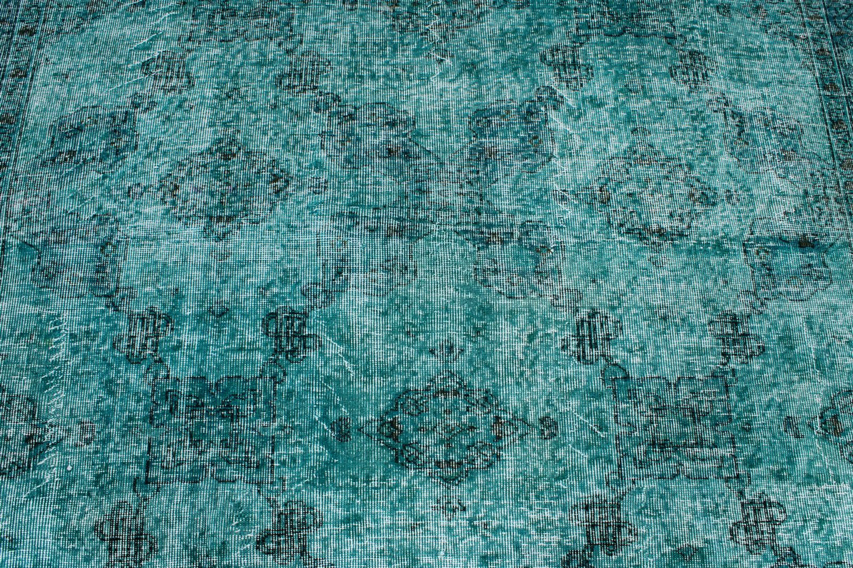 7x10 Turquoıse and Blue Turkish Overdyed Rug
