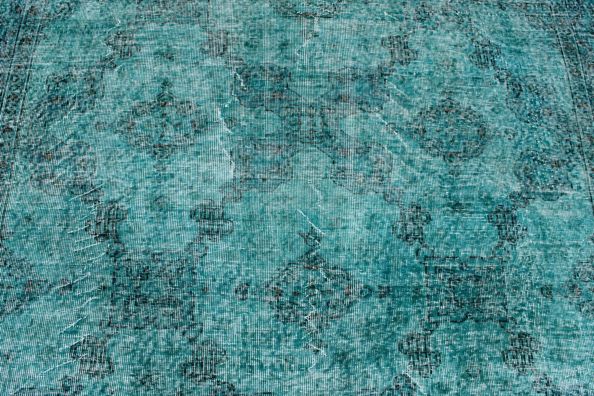 7x10 Turquoıse and Blue Turkish Overdyed Rug