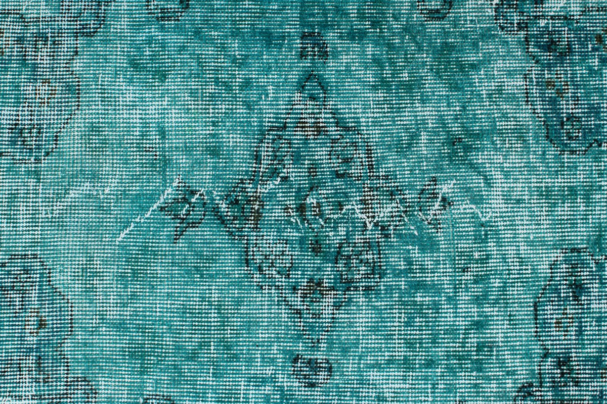 7x10 Turquoıse and Blue Turkish Overdyed Rug