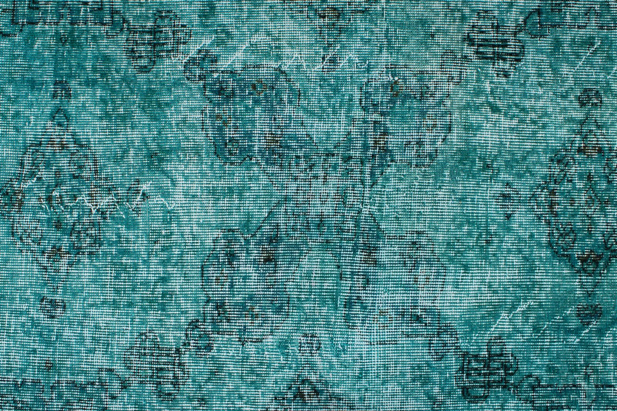 7x10 Turquoıse and Blue Turkish Overdyed Rug