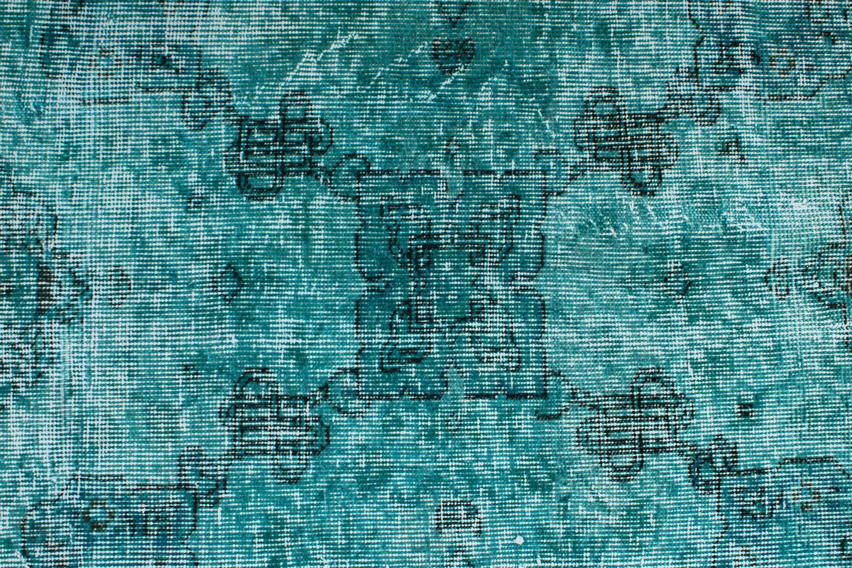7x10 Turquoıse and Blue Turkish Overdyed Rug