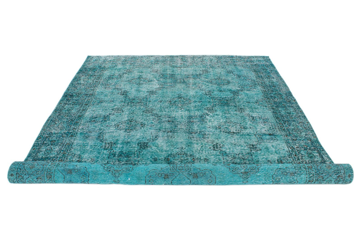 7x10 Turquoıse and Blue Turkish Overdyed Rug