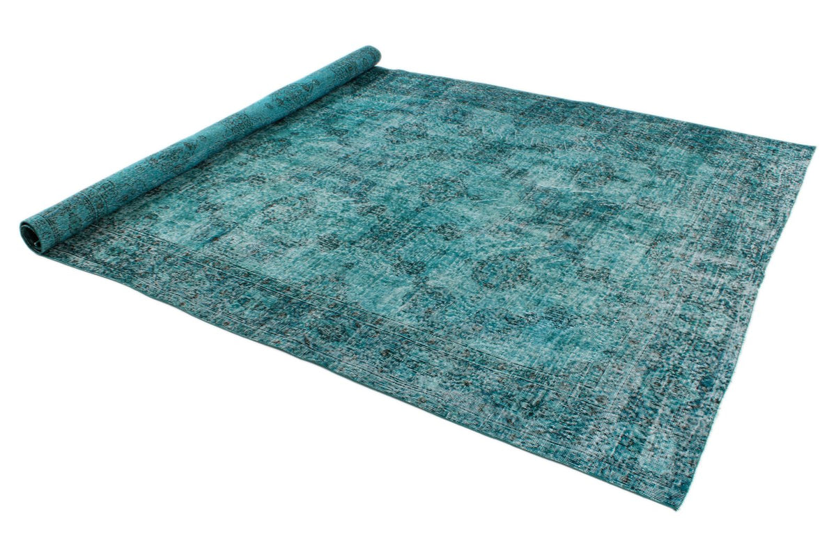 7x10 Turquoıse and Blue Turkish Overdyed Rug